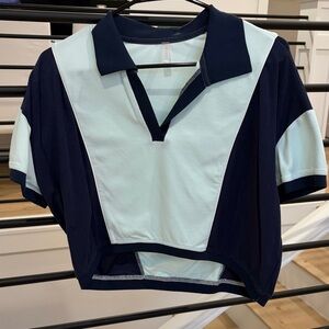 FP Movement by Free People Navy and Light Blue Crop Top